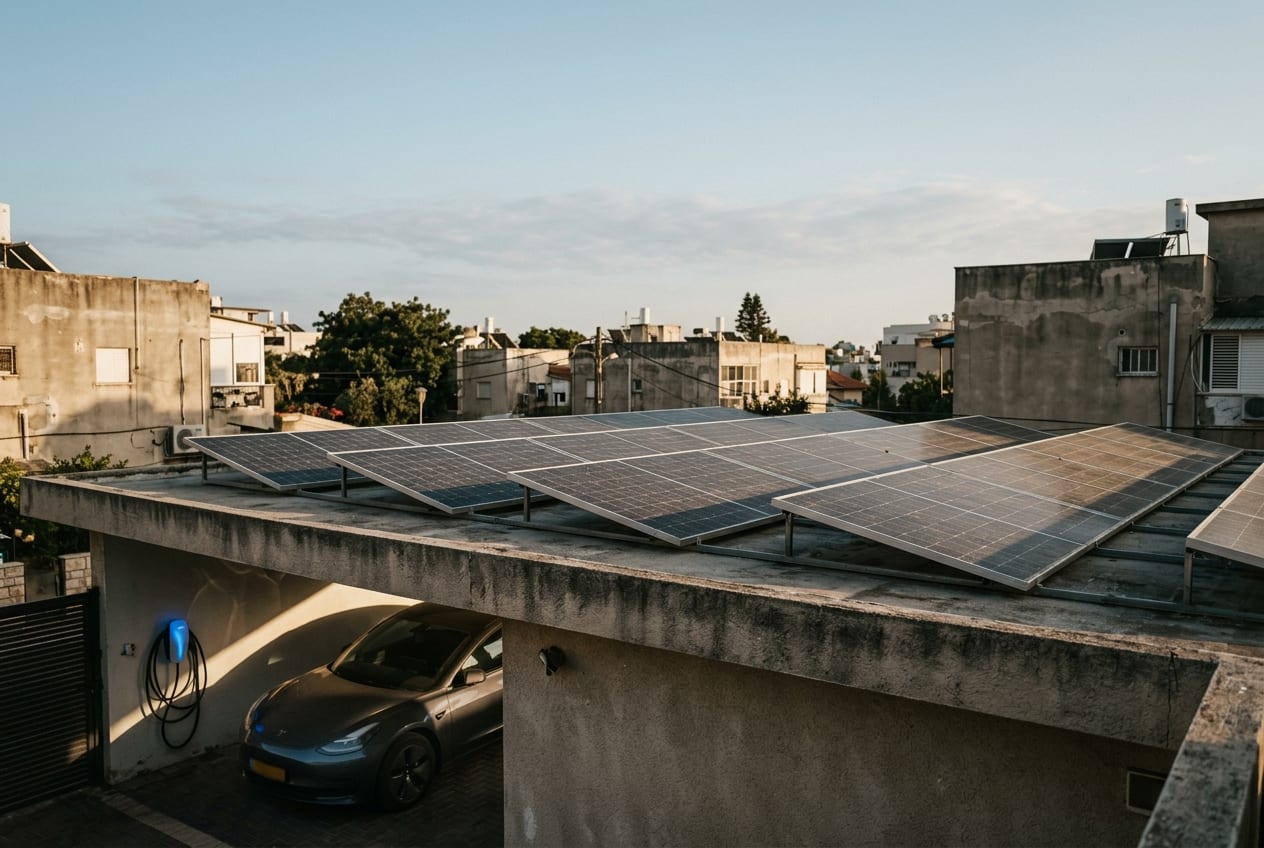 פאנלים סולאריים רכב חשמלי שילוב